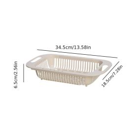 1pc Retractable Adjustable Vegetable Drain Basket; Rectangular Plastic Basket; Household Kitchen Dishwashing And Vegetable Rack; Sink Drain Basket