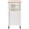 Kitchen Island Cart with Solid Wood Top and Locking Wheels; 54.3 Inch Width; 4 Door Cabinet and Two Drawers; Spice Rack; Towel Rack (White)