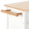 Kitchen Island Cart with Solid Wood Top and Locking Wheels; 54.3 Inch Width; 4 Door Cabinet and Two Drawers; Spice Rack; Towel Rack (White)