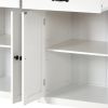 Kitchen Island Cart with Solid Wood Top and Locking Wheels; 54.3 Inch Width; 4 Door Cabinet and Two Drawers; Spice Rack; Towel Rack (White)