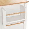 Kitchen Island Cart with Solid Wood Top and Locking Wheels; 54.3 Inch Width; 4 Door Cabinet and Two Drawers; Spice Rack; Towel Rack (White)